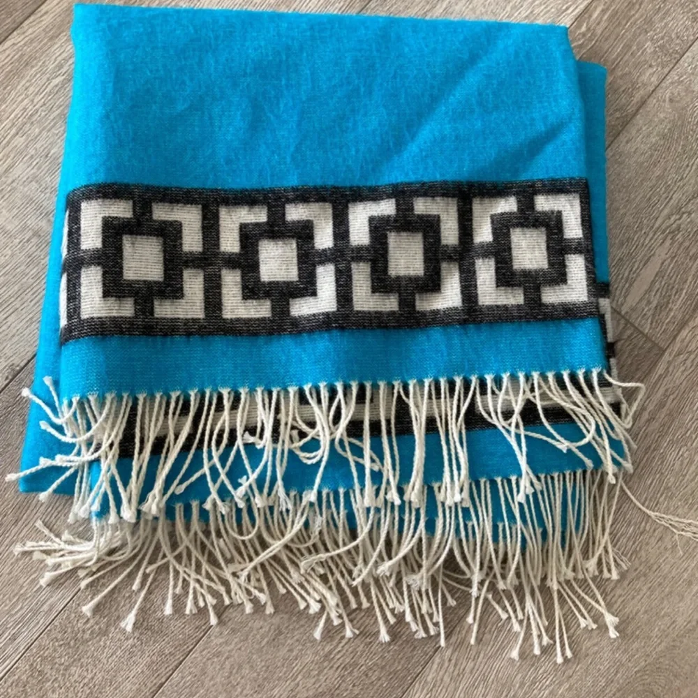 Jonathan Adler Throw 100% Alpaca Wool Blanket Nixon Fringe Turquoise 60